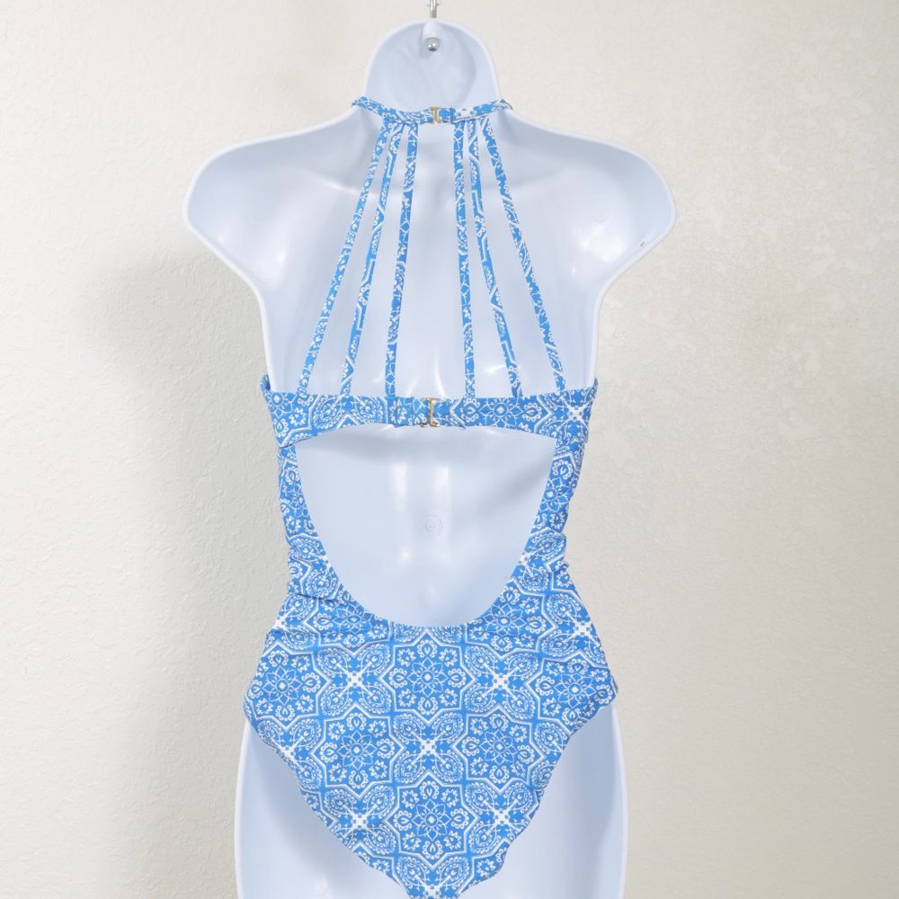 La Blanca Tile We Meet Again One Piece‎ Swimsuit, teals and blues, 4 NWOT - Picture 8 of 15
